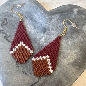 Fall Colored Seed Bead Earrings Handwoven Beaded Earrings Gift for Her